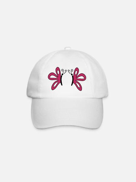 Pinke Schmetterlinge Geschenk für sie  - Baseballkappe - Weiß/Weiß