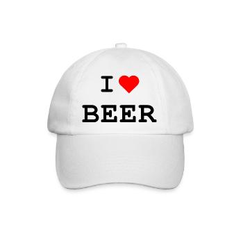 I love Beer - Ich liebe Bier - Baseballkappe - Weiß/Weiß - Vorne