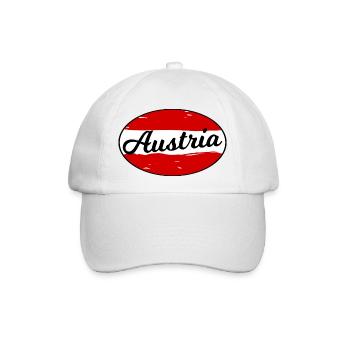 Austria Script Logo auf Rot - Baseballkappe - Weiß/Weiß - Vorne