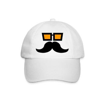 Schnurrbart - Baseballkappe - Weiß/Weiß - Vorne