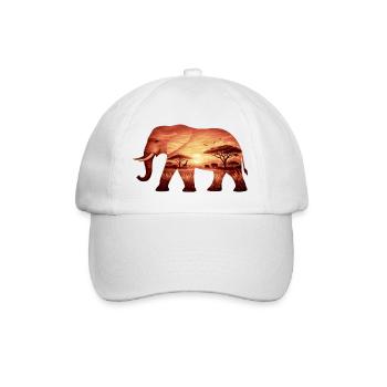 Elefant auf Savanne - Baseballkappe - Weiß/Weiß - Vorne
