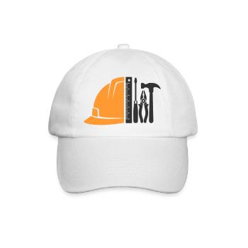 Werkzeug & Bauhelm – Handwerker Logo - Baseballkappe - Weiß/Weiß - Vorne