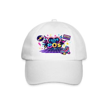 I Love the 80s Neon Retro - Baseballkappe - Weiß/Weiß - Vorne