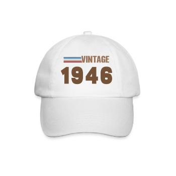 80 Jahre 1946 Handgeschriebenes T-Shirt - Baseballkappe - Weiß/Weiß - Vorne