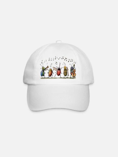 Bug Band – Lustige Insekten-Rock-Band-Grafik - Baseballkappe - Weiß/Weiß
