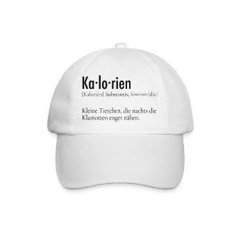 Kalorien Definition – Lustiger Spruch - Baseballkappe - Weiß/Weiß - Vorne
