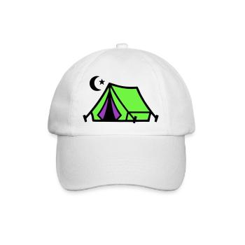 Camping Zelt Mond Grafik - Baseballkappe - Weiß/Weiß - Vorne