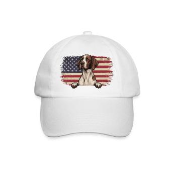 Englischer Pointer US-Flagge – Pointer Dad-Jagdhund - Baseballkappe - Weiß/Weiß - Vorne