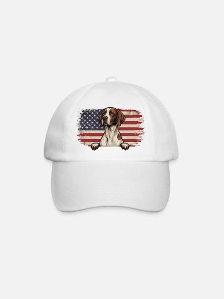 Englischer Pointer US-Flagge – Pointer Dad-Jagdhund - Baseballkappe - Weiß/Weiß