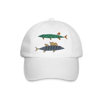 Hecht Zander Angeln Lustig - Baseballkappe - Weiß/Weiß - Vorne