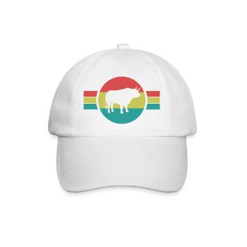 Stier Retro   - Baseballkappe - Weiß/Weiß - Vorne