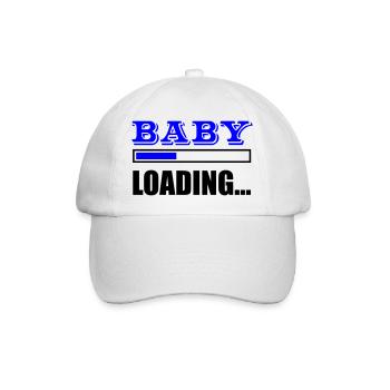 Blaues Großbuchstaben BABY Design - Baseballkappe - Weiß/Weiß - Vorne