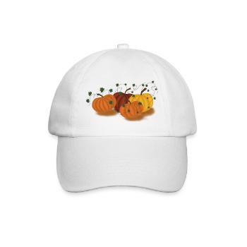 Herbstliche Kürbisranken Muster - Baseballkappe - Weiß/Weiß - Vorne