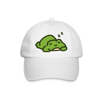Süßer schlafender grüner Frosch - Baseballkappe - Weiß/Weiß - Vorne