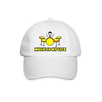Musik ist mein Leben Drum-Logo - Baseballkappe - Weiß/Weiß - Vorne