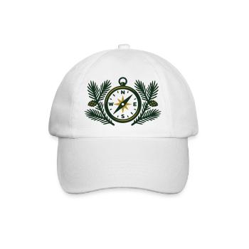 Kompass Nadelwald Logo - Baseballkappe - Weiß/Weiß - Vorne