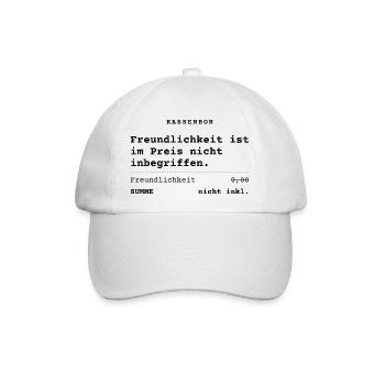 Freundlichkeit nicht im Preis inbegriffen - Baseballkappe - Weiß/Weiß - Vorne