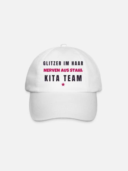 Glitzer im Haar Nerven aus Stahl Kita Team - Baseballkappe - Weiß/Weiß