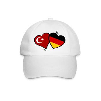 Türkei Deutschland Herzenflaggen - Baseballkappe - Weiß/Weiß - Vorne