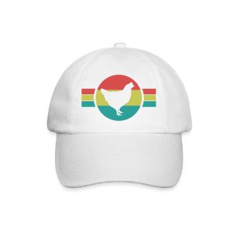 Huhn Retro Silhouette - Baseballkappe - Weiß/Weiß - Vorne