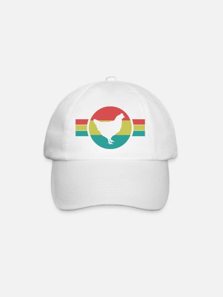 Huhn Retro Silhouette - Baseballkappe - Weiß/Weiß