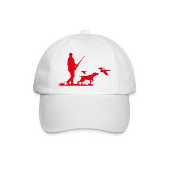 Jäger mit Hund und Wildvögeln - Baseballkappe - Weiß/Weiß - Vorne