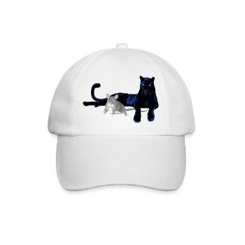 Panther Katze und Maus Duo  - Baseballkappe - Weiß/Weiß - Vorne