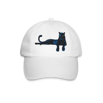 Panter mit blauen Akzenten - Baseballkappe - Weiß/Weiß - Vorne