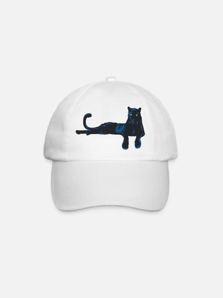 Panter mit blauen Akzenten - Baseballkappe - Weiß/Weiß