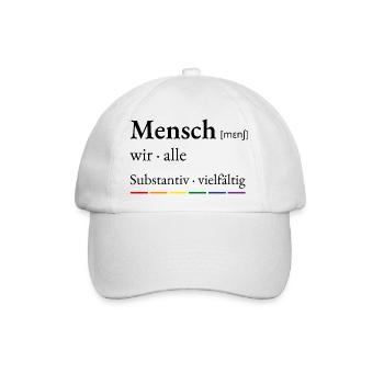 Mensch – wir alle | LGBTQ+ Pride - Baseballkappe - Weiß/Weiß - Vorne