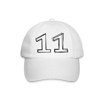 Zahl 11 handgezeichnet - Baseballkappe - Weiß/Weiß - Vorne