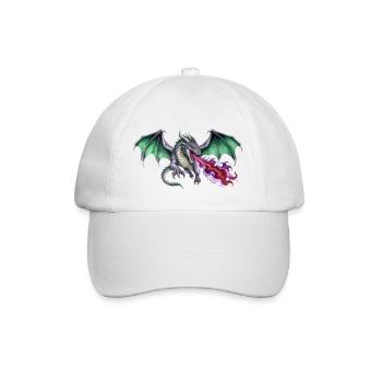 Krimson Flammen Werfender Smaragd Drachen - Baseballkappe - Weiß/Weiß - Vorne
