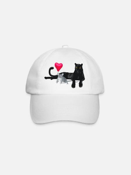 Herzballon Freundschaft Katze Maus - Baseballkappe - Weiß/Weiß