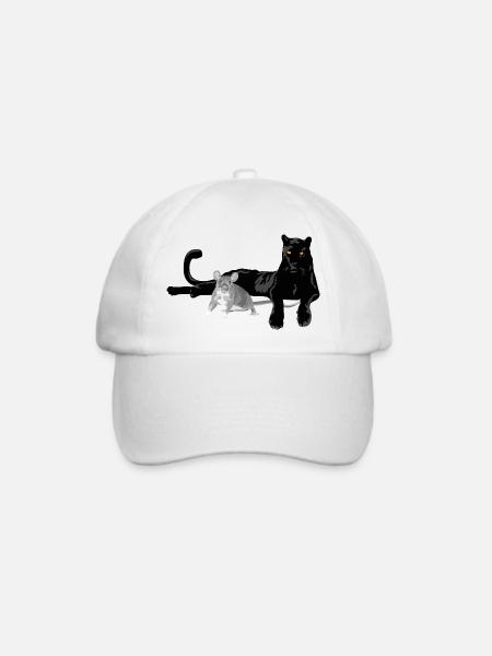Schwarzer Panther & Grauer Maus - Baseballkappe - Weiß/Weiß