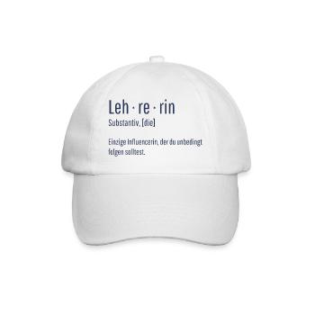 Lehrerin Substantiv Influencerin Lustig Geschenk - Baseballkappe - Weiß/Weiß - Vorne
