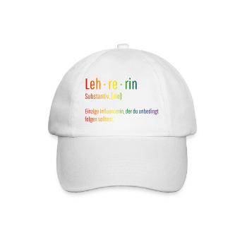 Lehrerin Substantiv Influencerin Lustig Geschenk - Baseballkappe - Weiß/Weiß - Vorne