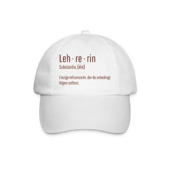 Lehrerin Substantiv Influencerin Lustig Geschenk - Baseballkappe - Weiß/Weiß - Vorne