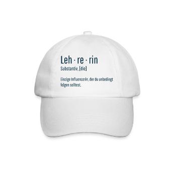 Lehrerin Substantiv Influencerin Lustig Geschenk - Baseballkappe - Weiß/Weiß - Vorne