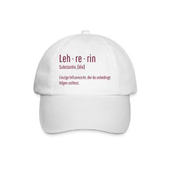 Lehrerin Substantiv Influencerin Lustig Geschenk - Baseballkappe - Weiß/Weiß - Vorne