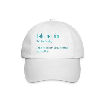 Lehrerin Substantiv Influencerin Lustig Geschenk - Baseballkappe - Weiß/Weiß - Vorne
