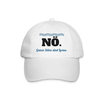 Nö. – Ganze Sätze sind Luxus - Baseballkappe - Weiß/Weiß - Vorne