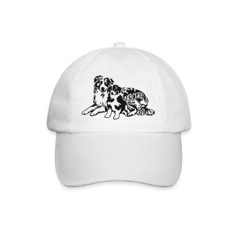Australian Shepherd - Baseballkappe - Weiß/Weiß - Vorne