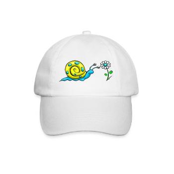 Schnecke mit Blume - Baseballkappe - Weiß/Weiß - Vorne