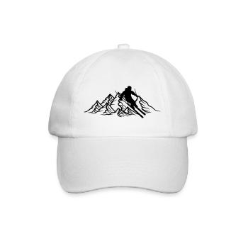 logo berge ski fahren runter berg winter sport spa - Baseballkappe - Weiß/Weiß - Vorne