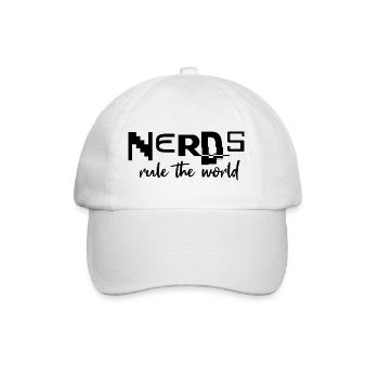 Nerds rule the world - Motto Spruch - Baseballkappe - Weiß/Weiß - Vorne