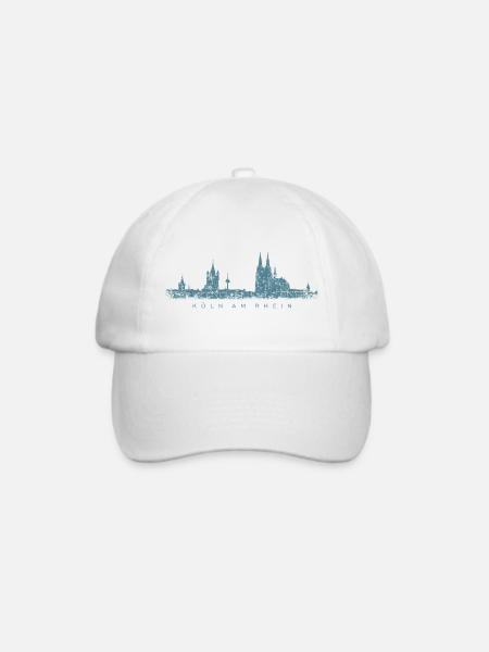 Köln am Rhein Kölner Skyline (Vintage Blau) - Baseballkappe - Weiß/Weiß