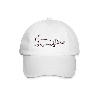 witziger Dackel, Teckel, Hund, Dachshund - Baseballkappe - Weiß/Weiß - Vorne