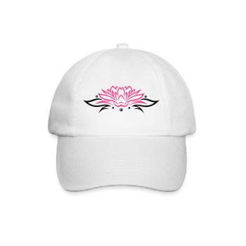 Lotus, Lotusblüte mit Blättern - Baseballkappe - Weiß/Weiß - Vorne