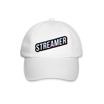 Streamer Design im tik tok style glitch 3d effekt - Baseballkappe - Weiß/Weiß - Vorne