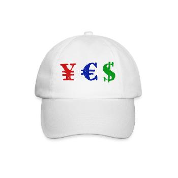Yen Euro Dollar - YES - Baseballkappe - Weiß/Weiß - Vorne